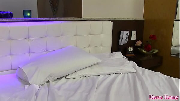 Sexy TS Amanda Fialho Jerks Off While Taking a Dildo