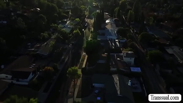 Brunette Vanessa Sky sit on TS Jade Venus face