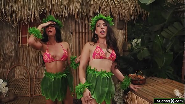 Lucky guy faces two hot shemales to fuck